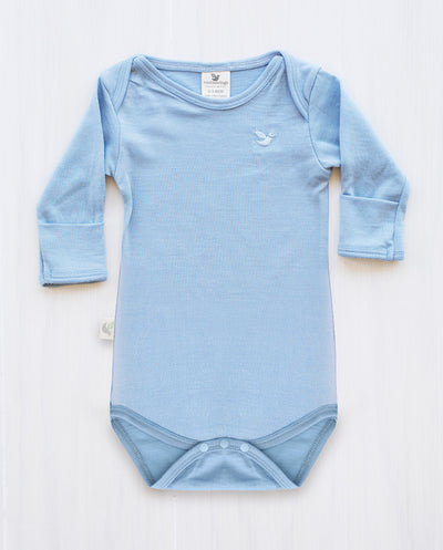 blue organic merino baby clothing