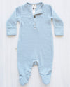 stripe north sea blue organic merino jumpsuit for babies