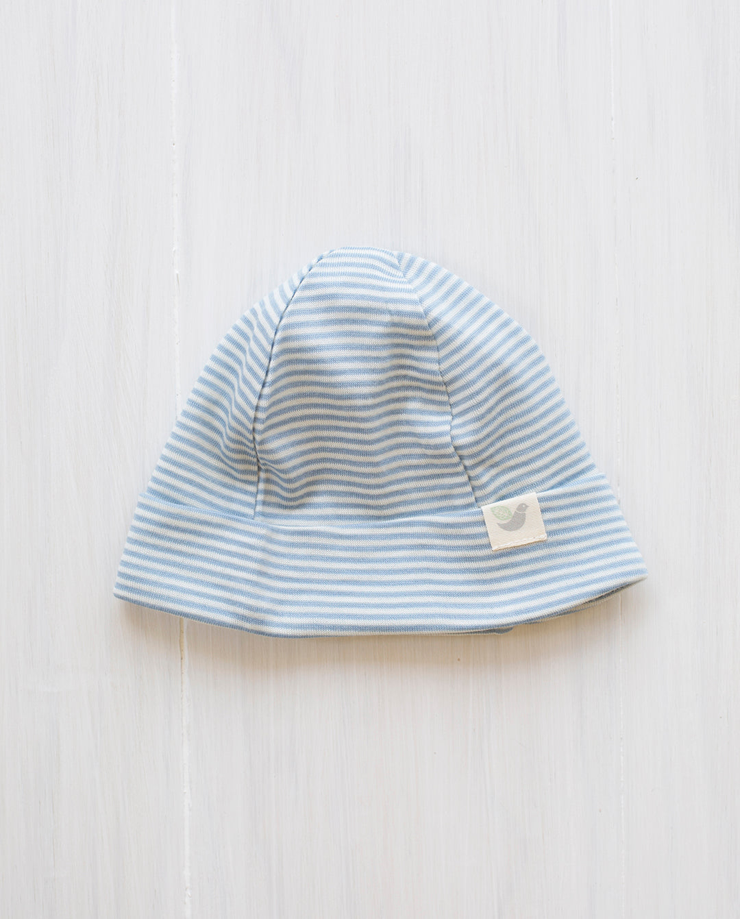 stripe blue organic merino beanie