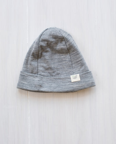 grey marle organic merino baby beanie