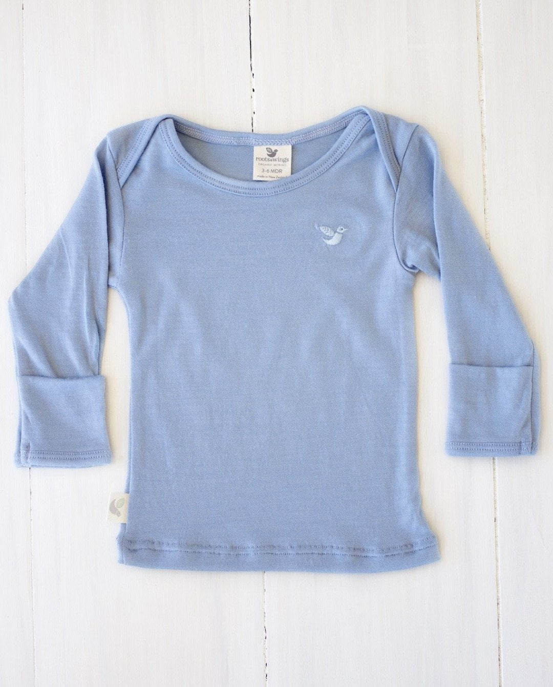 blue merino kids long sleeved top nz