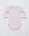 pink merino bodysuit baby