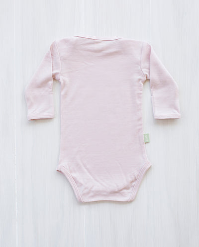 pink merino bodysuit baby