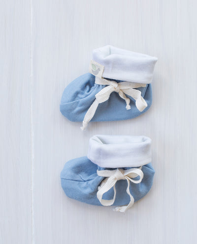 blue merino baby booties