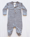 flat lay of a grey marle organic merino jumpsuit