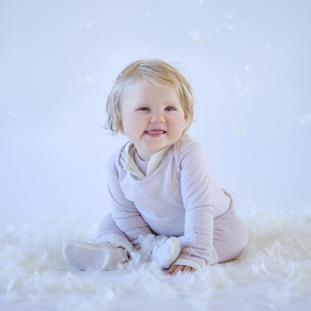 baby wearing merino rib top