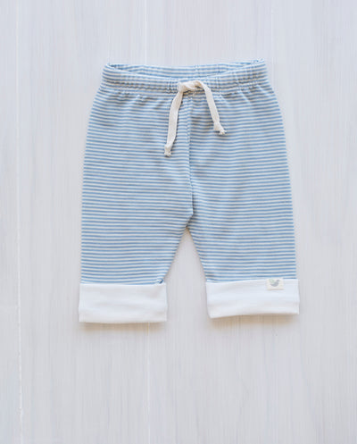 stripe blue organic merino drawstring pants