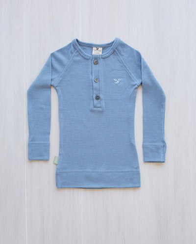 blue merino wool top for kids