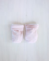 pink baby mittens made of organic merino