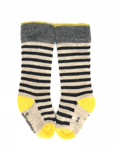 stripe black and yellow merino wool socks