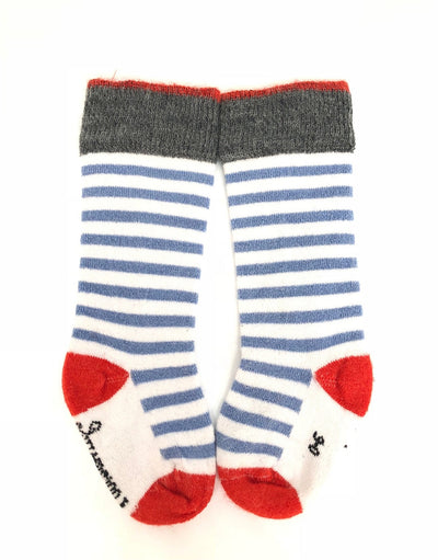 stripe red merino wool socks for kids