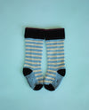black and taupe stripe merino socks
