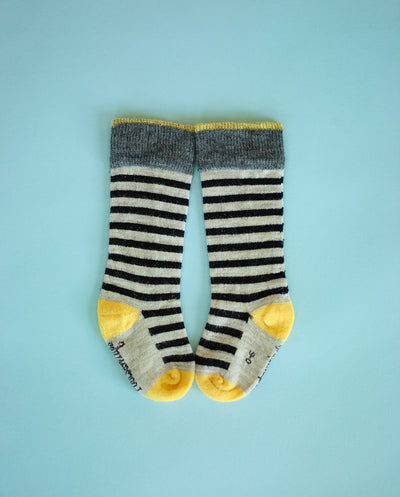 yellow and black stripe merino sock