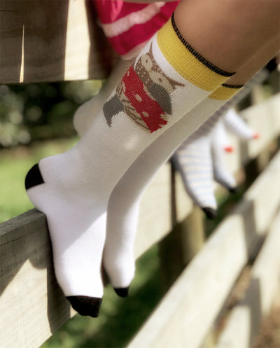 owl merino wool toddler socks